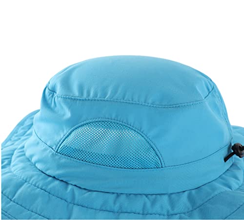 Connectyle Kids Sun Hat for Boys Girls Wide Brim Bucket Hat UPF 50+ Sun Protection Hat Breathable Summer Beach Hat - color: Peacock Blue