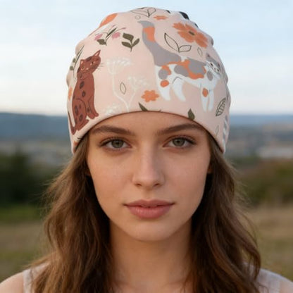 Unisex Stretch Knit Beanie Hat - color: Cute Tabby Cat