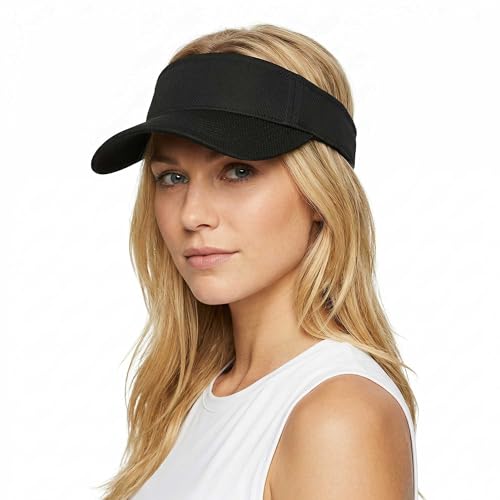 Sports Sun Visor Hat Women Adjustable Empty Top Visors Hats Outdoor Golf Tennis Baseball Cap Men - color: Black