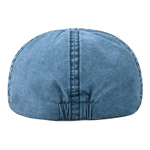 VOBOOM Cotton Flat Cabbie Hat Gatsby Ivy Irish Hunting Newsboy Cap - color: Washed Navy