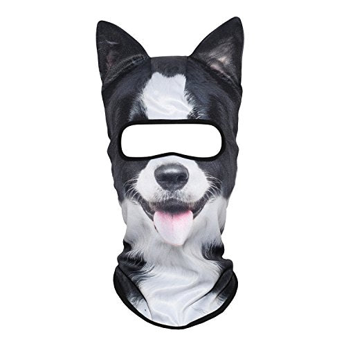 WTACTFUL 3D Animal Ears Balaclava, Breathable Face Mask for Halloween - color: Border Collie Meb-23
