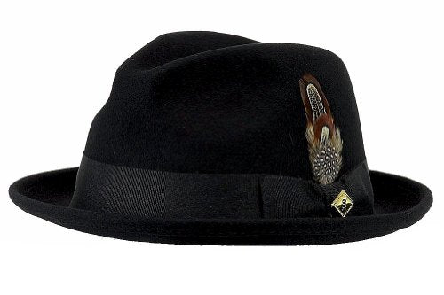 Stacy Adams Men's Wool Felt Pinch Front Fedora Hat - color: Black, size: Large