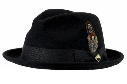 Stacy Adams Men's Wool Felt Pinch Front Fedora Hat - color: Black, size: Large