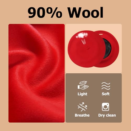 Classic Wool French Red Beret Hats for Women Men - color: M--light Pink