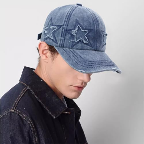 Vintage Washed Distressed Baseball Cap for Women Men Adjustable Sports Hat - color: Navy