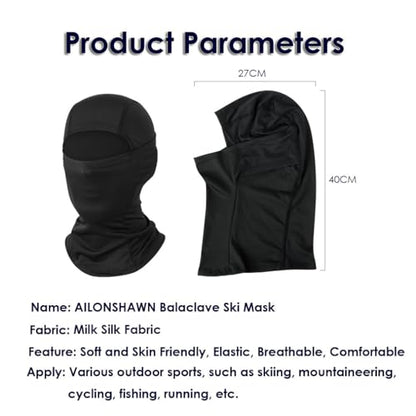 Ski Mask Balaclava Motorcycle Summer Sun UV Protection Face Mask for Men - color: Black