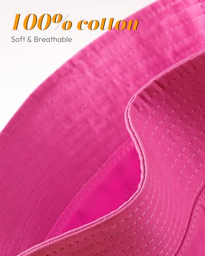 HONGTEYA Bucket Sun Hats for Woman Men Cotton Summer Beach Hat Golf Fishing - color: Hot Pink, size: Medium