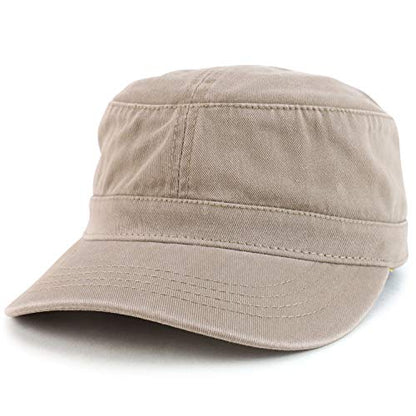 Trendy Apparel Shop Cotton Army Cap Military Flat Top Adjustable Baseball Cap - color: Dark Khaki