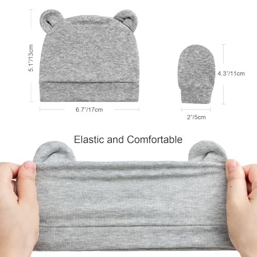 Newborn Baby Hat and Mittens Set Bear Ears Toddler Infant Beanie Caps Newborn Hospital Hat for Baby Boy Girl 0-3 Months - color: Bear Ear N