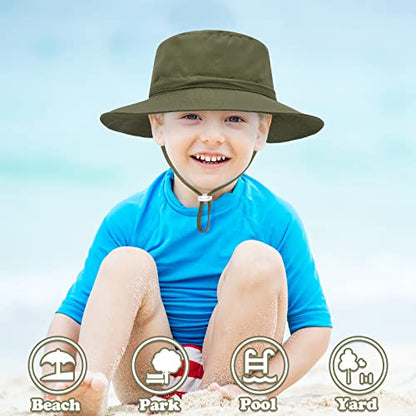 Sarfel Baby Sun Hat Summer Baby Boy Hats UPF 50+ Sun Protection Toddler Hat Bucket for Baby Girl Adjustable Kid Cap - color: B Army Green, size: 2-7 Years