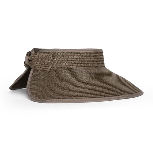Hadley Wren Womens Packable Sun Visor, Wide Brim, Roll Up Vacation Hat, Wide Brim - color: Brown