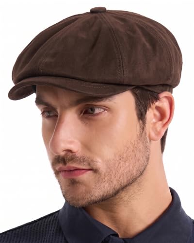 ZLYC Newsboy Cap for Men Summer Flat Cap Lightweight Beret Hat - color: Plain Coffee