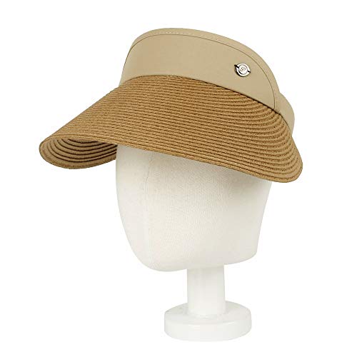 WITHMOONS Womens Summer Sun Hat Braid Clip On Visor Beach Cap SLV1281 - color: Beige