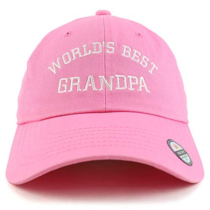 Trendy Apparel Shop World's Best Grandpa Embroidered Low Profile Soft Cotton Dad Hat Cap - color: Pink