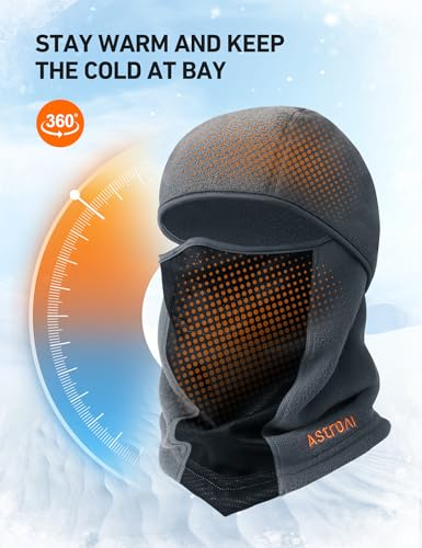 AstroAI Windproof Ski Mask, Winter Thermal Fleece Balaclava, Gray-M - color: Grey, size: Medium