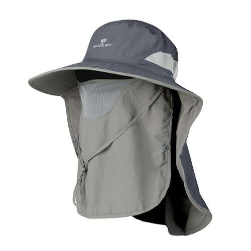 Fishing Hat, Men's Sun Hat, Anti-UV Sun Protection Wide Brim Fisherman Hat with Neck & Face Flap Cover, XL - color: Dark Gray, size: X-Large-XX-Large