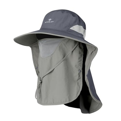 Fishing Hat, Men's Sun Hat, Anti-UV Sun Protection Wide Brim Fisherman Hat with Neck & Face Flap Cover, XL - color: Dark Gray, size: X-Large-XX-Large