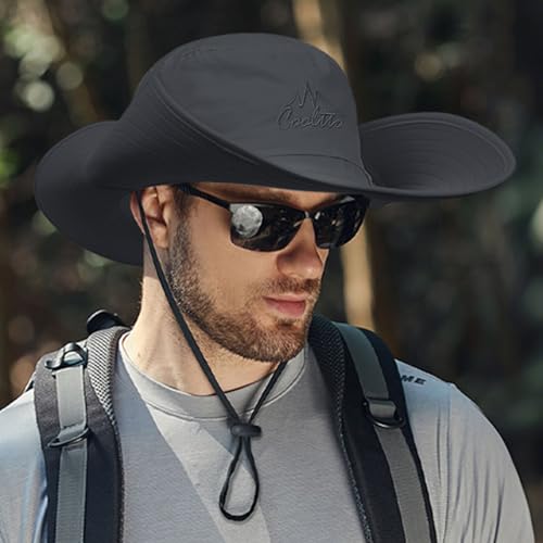 Cooltto L/XL/XXL Wide Brim Sun Hat UPF 50+ UV Protection Boonie Hat - color: Dark Grey, size: Medium-Large