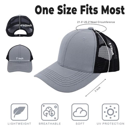 ZH 12 Pack Mesh Trucker Hats, Bulk Baseball Caps for Men and Women, Trucker Cap Wholesale - color: Dgray-black