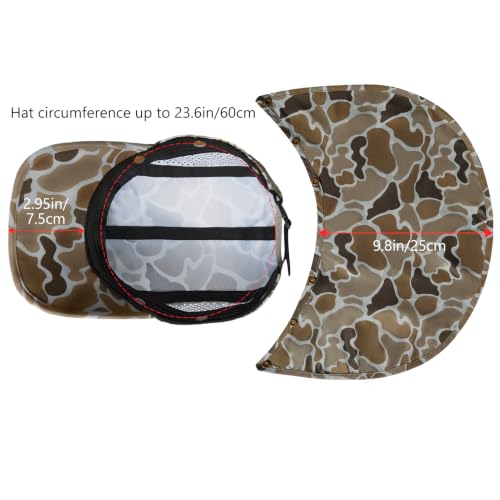 BASSDASH UPF 50+ Fishing Hat, Baseball Cap with Removable Neck Flap - color: Camel Brown Block Camo With Foldable Brim