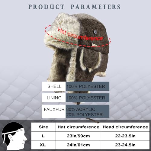 Unisex Winter Trapper Hat Cold Proof Keep Warm Hat with Ear Flaps for Hunting Skiing Trooper Outdoor Activities - color: Herringbone Series-olive, size: Large-X-Large