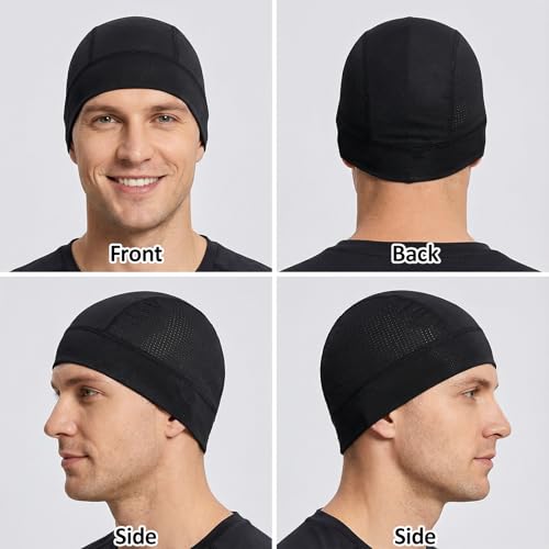 3 Pcs Breathable Mesh Skull Cap Helmet Liner Beanie Black