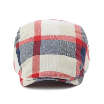 Plaid Newsboy Hats Flat Cap for Men Women Ivy Catsby Cabbie Driving Hat - color: Plaid-01-red