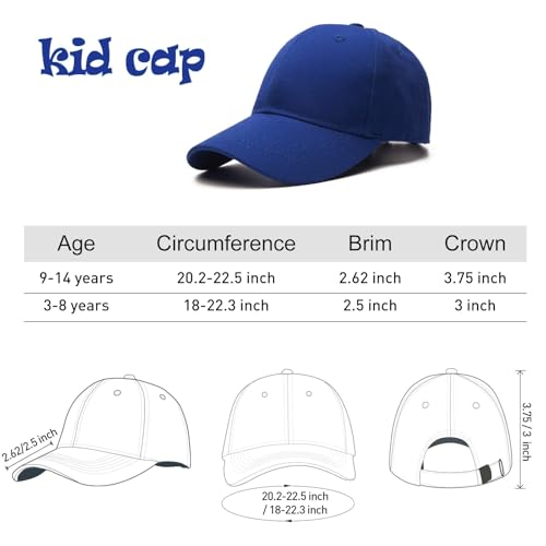 Edoneery Kids Baseball Hat, Adjustable Cotton Cap - color: Dark Blue, style: 9-14 Years