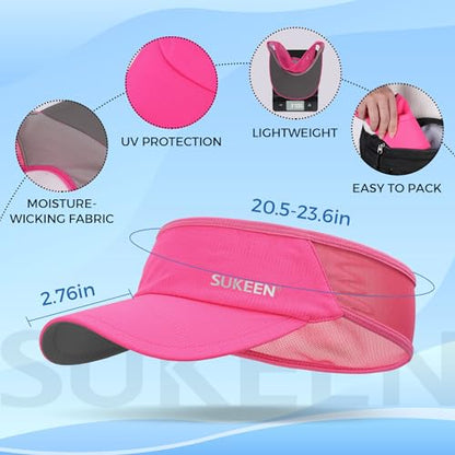 Sukeen Lightweight Sports Sun Visor Hat for Men Women - color: Rose Red