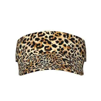 Adjustable Sun Visor Hats, Lightweight Open-Top Sports Visors - color: Leopard