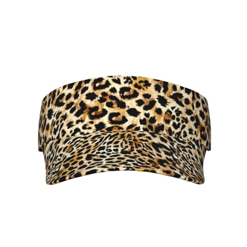 Adjustable Sun Visor Hats, Lightweight Open-Top Sports Visors - color: Leopard