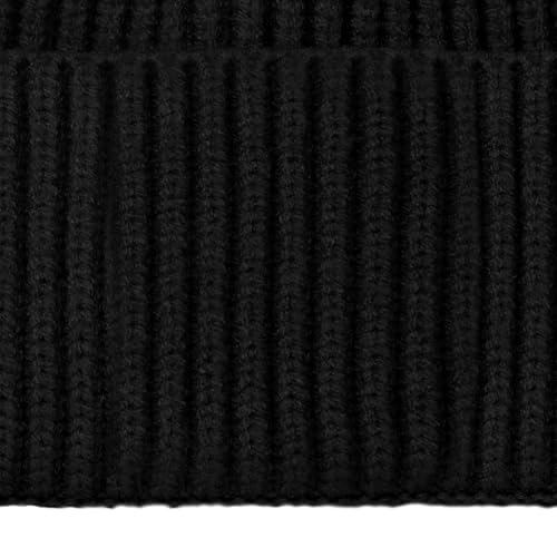 DALIX Knit Watch Cap Beanie Men Women Winter Cuffed Fisherman Hat Cold Weather Stretch Fit Soft Acrylic - color: Black