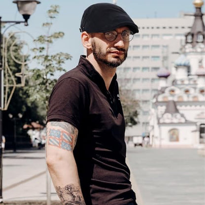 3Pcs Cotton Newsboy Hat for Men Cool Adjustable Flat Cap - color: Black+darkgrey+armygreen
