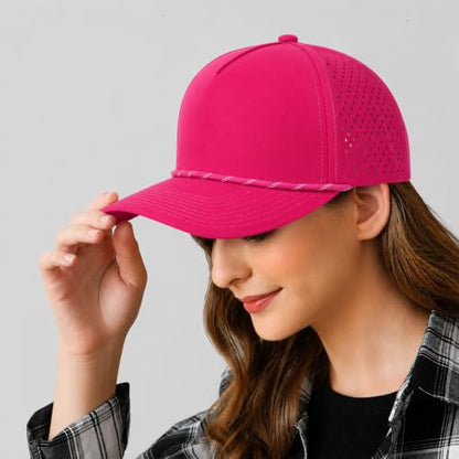 HH HOFNEN Quick Dry Baseball Cap Snapback Golf Trucker Hat for Men Women - color: Hotpink