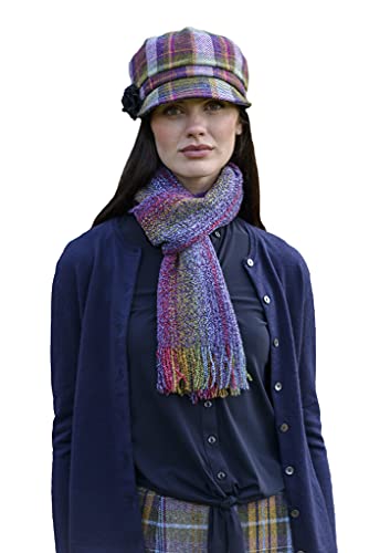 Newsboy Hat for Women's Cap 8 Panel Wool Made in Ireland - color: Green, Purple Plaid