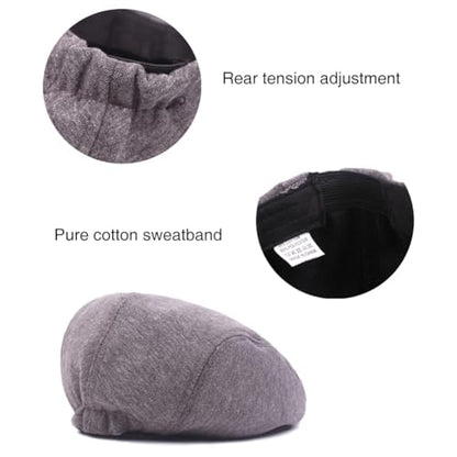 PHEZEN Men Cotton Flat Cap Ivy Gatsby Newsboy Hat Summer Driving Scally Cap Beret - color: White