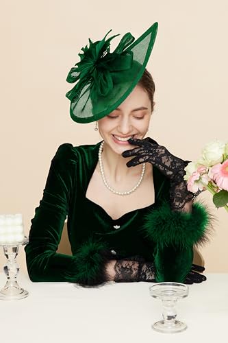 Gionforsy Fascinator Hats for Women Flower Tea Party Hats Pillbox Hat - color: Green