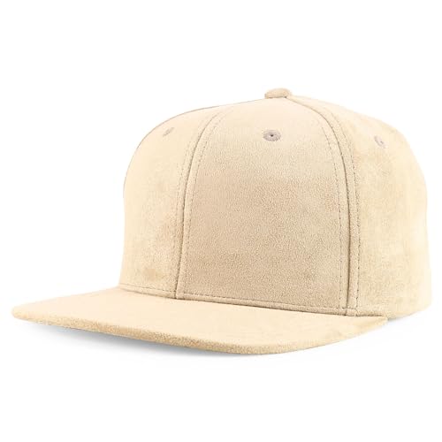 Trendy Apparel Shop Plain Suede Flat Bill Snapback Cap - color: Stone