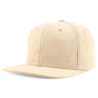 Trendy Apparel Shop Plain Suede Flat Bill Snapback Cap - color: Stone
