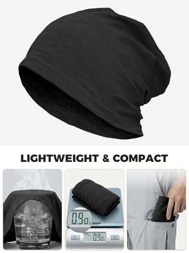 ROYBENS Lightweight 100% Cotton Slouchy Summer Beanie Men Women, Chemo Cap - color: 1pc Black, size: Medium
