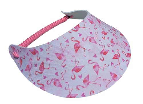 Women's Beautiful Designs Lightweight Packable Foam Visor for Sun Protection and Outdoor Activities - color: Heart Flamingos