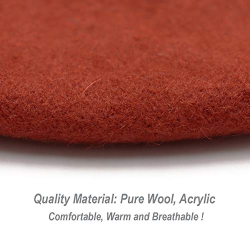 Wheebo Wool Beret Hat,Solid Color French Style Winter Warm Cap for Women Girls Lady - color: Rusty Red