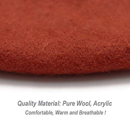 Wheebo Wool Beret Hat,Solid Color French Style Winter Warm Cap for Women Girls Lady - color: Rusty Red