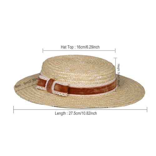 Women Bowknot Straw Hat Summer Fedoras Boater Summer Beach Sun Hat Cowgirl Fishing Hat Jazz Hat - color: Khaki 2