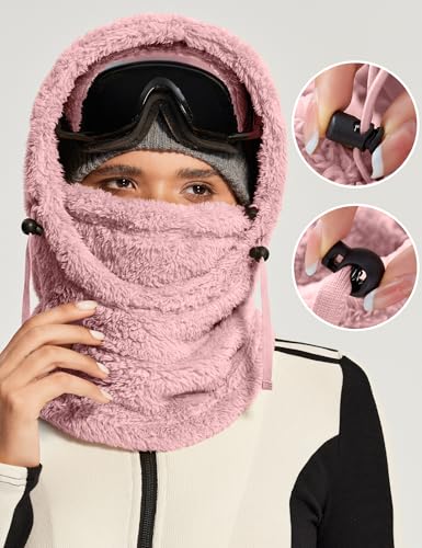 IUGA Ski Mask Balaclava for Men & Women Windproof Fleece Winter Face Mask - color: Pink