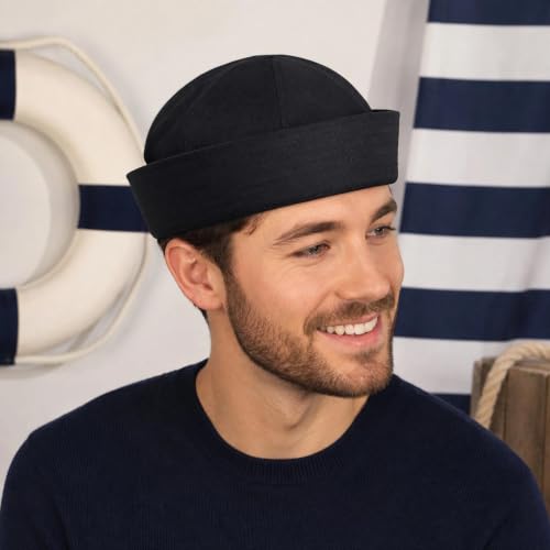 LOGOFUN Adjustable Captain Sailor Hat for Costume Parties, Black