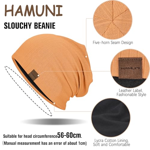 HAMUNI Slouchy Beanie for Men Women Soft Lightweight Chemo Headwear - color: Turmeric