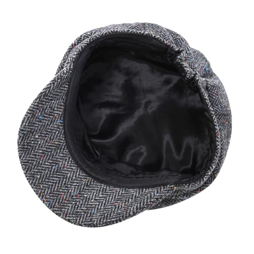 VOBOOM 8 Panel Wool Tweed Newsboy Gatsby Ivy Cap Golf Cabbie Driving Hat - color: Grey