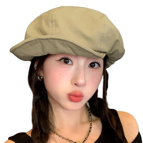 Suillty French Style Beret Caps for Women Girls Casual Solid Painter Caps Newsboy Hat - color: Khaki