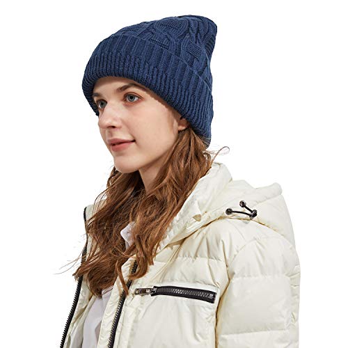 Surblue Unisex Trendy Beanie Warm Oversized Chunky Cable Knit Slouchy Woolen Hat - color: Blue